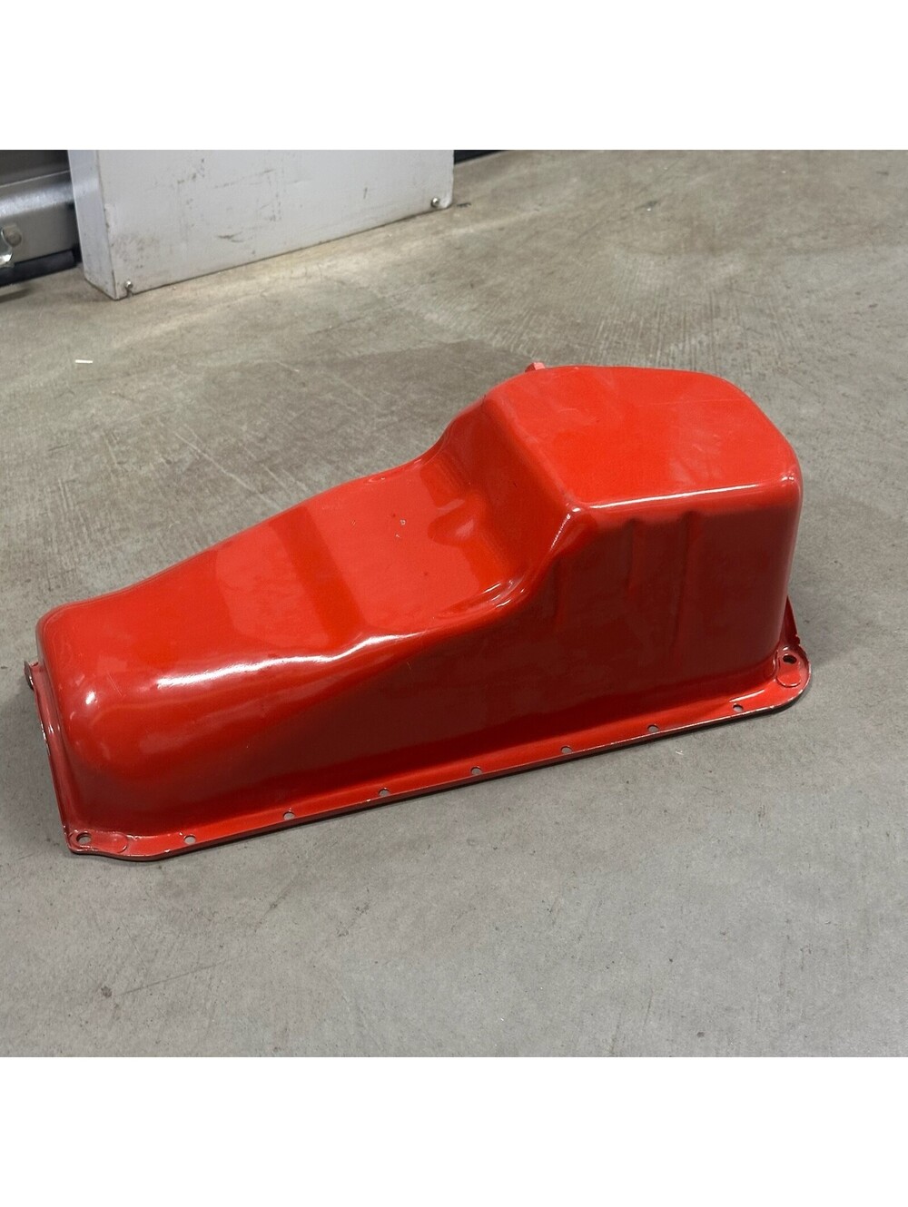 Automotive Engine Oil Pan Red Steel With Internal Baffle Used
